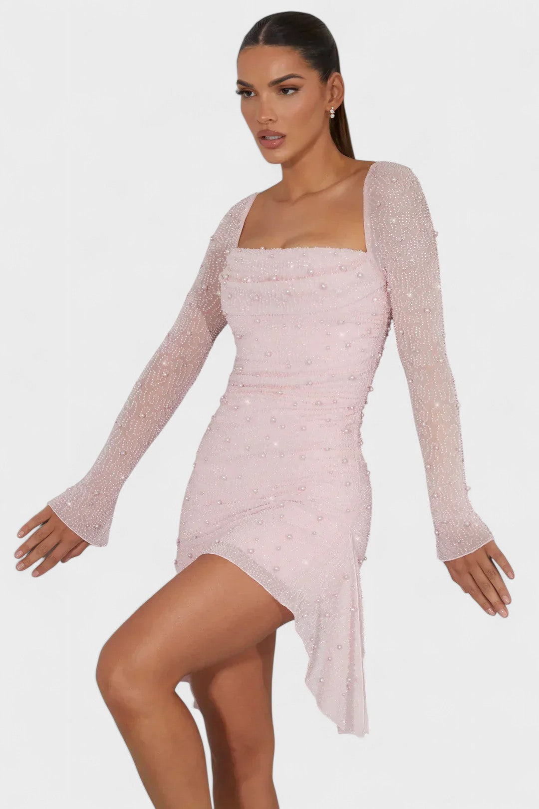 Sónia - Vestido Mini com Brilho e Decote