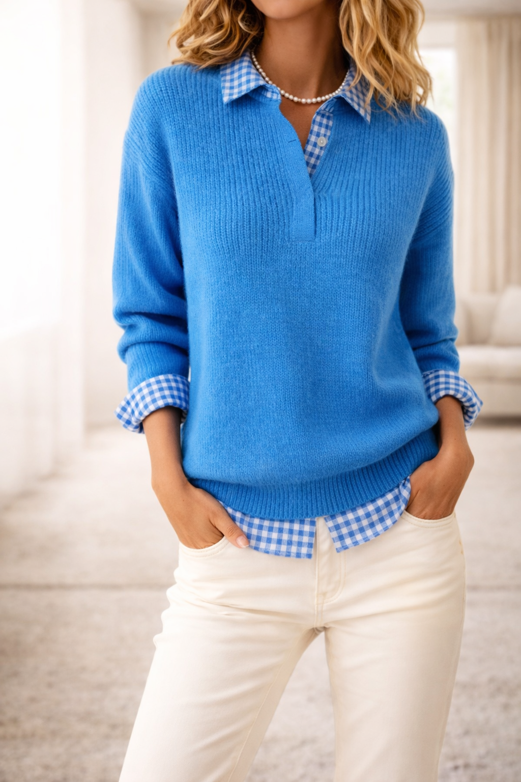 Berta – Jersey cómodo con detalle de camisa