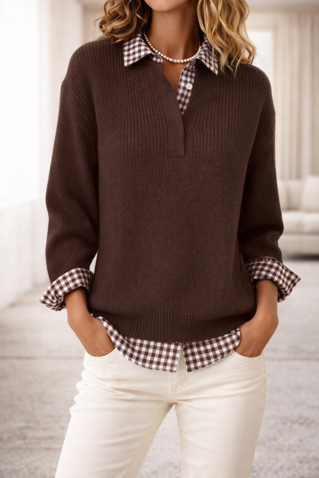 Berta – Jersey cómodo con detalle de camisa