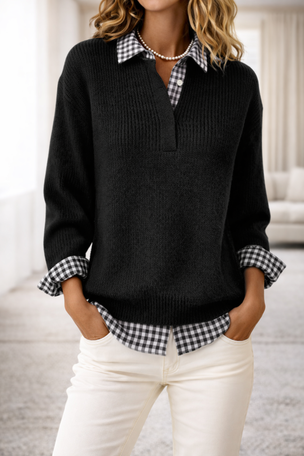 Berta – Jersey cómodo con detalle de camisa