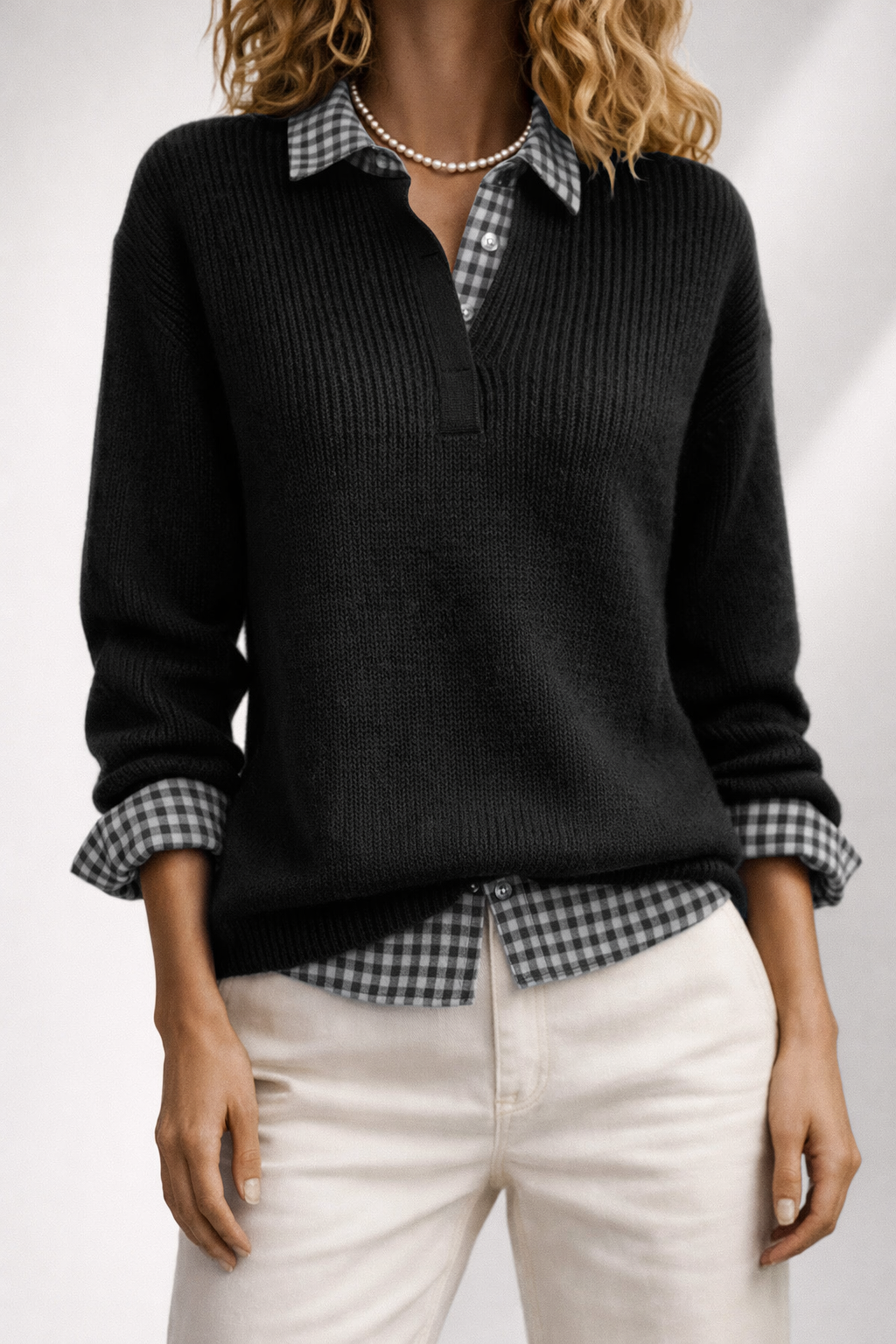 Berta – Jersey cómodo con detalle de camisa