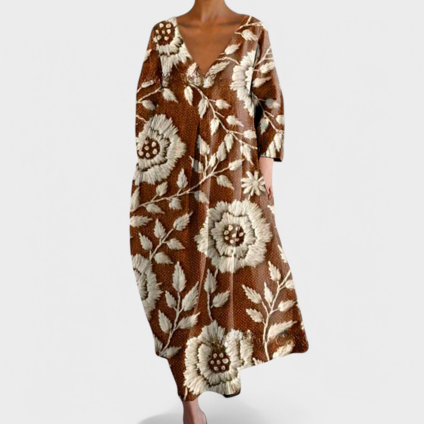 Ana - Vestido colorido com decote em V