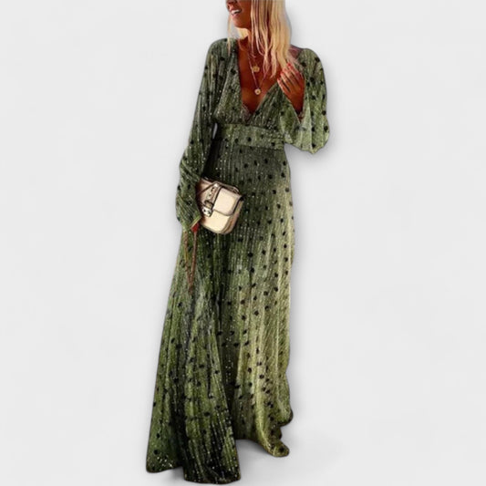 Susana - Vestido comprido com estampado de bolinhas